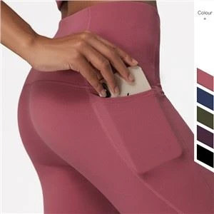 Legins Logo Custom Gyda Pocedi Gwisgwch Ioga