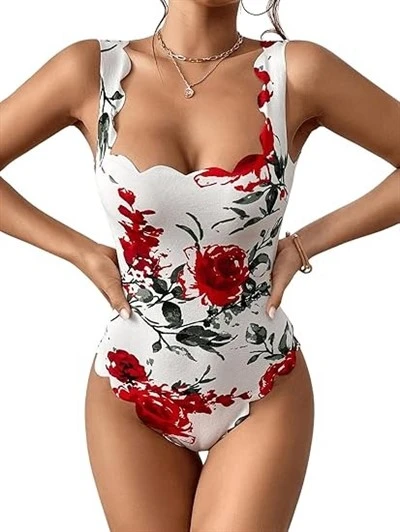 Print Blodau Merched Bodysuit heb lewys gwddf sgwâr cregyn bylchog