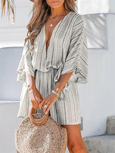 Les menywod i fyny llewpard print romper jumpsuits coes llydan