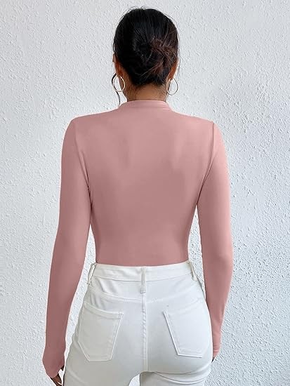 Women's Bodysuit Mock Neck Long Sleeve Jumpsuit
