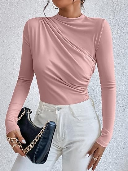 Women's Bodysuit Mock Neck Long Sleeve Jumpsuit